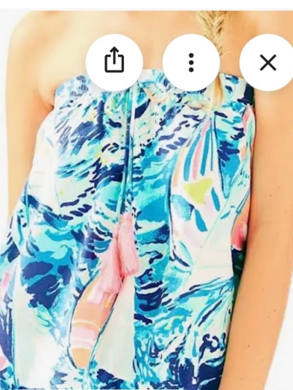 Lilly Pulitzer Blue & Pink Strapless Tropical-Print Palma top